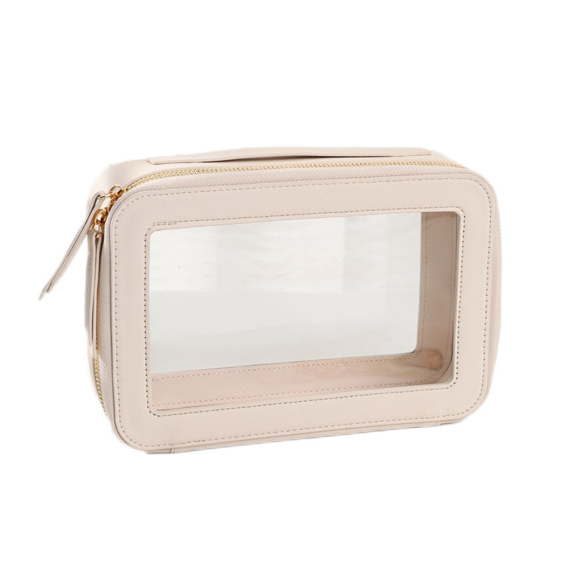 Single Layer Transparent Makeup Bag Waterproof PU Leather Cosmetic Bag Single Layer Transparent Makeup Bag Waterproof PU Leather Cosmetic Bag
